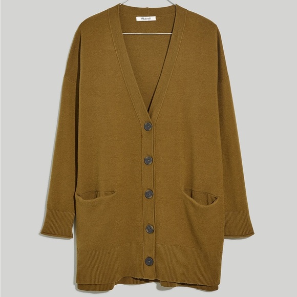 Like New Madewell Miller Cardigan Sweater, Medium, Golden Spinach - Picture 2 of 9